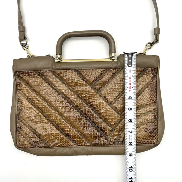 Vintage 70s Bags by Supreme Beige Leather & Python Skin Top Handle Shoulder Bag - Picture 15 of 16